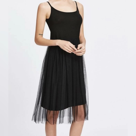 Topshop Simple Black Tulle Overlay Womens Slip Dress Size 6 - Picture 2 of 12
